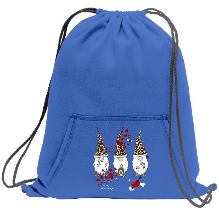 Funny Gnomes Leopard Red Hearts Valentines Day Meaningful Gift Sweatshirt Cinch Pack Bag