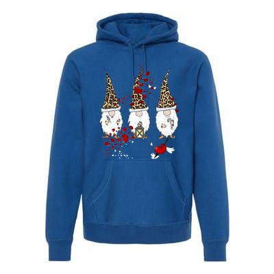 Funny Gnomes Leopard Red Hearts Valentines Day Meaningful Gift Premium Hoodie