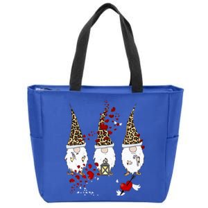 Funny Gnomes Leopard Red Hearts Valentines Day Meaningful Gift Zip Tote Bag