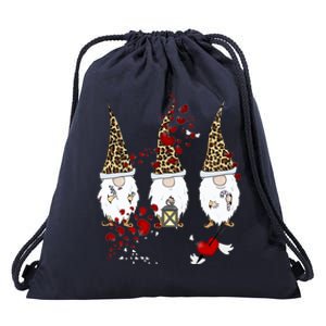 Funny Gnomes Leopard Red Hearts Valentines Day Meaningful Gift Drawstring Bag