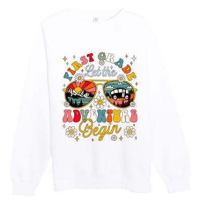 First Grade Let The Adventure Begin School Adventure Back To School Squad Premium Crewneck Sweatshirt