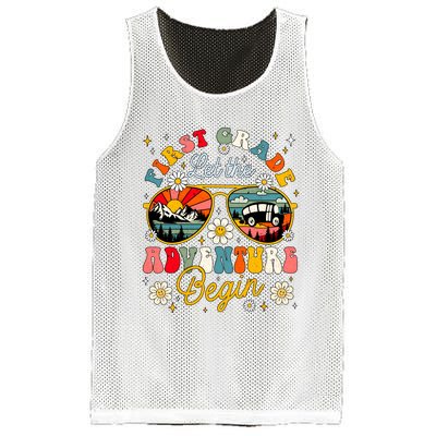 First Grade Let The Adventure Begin School Adventure Back To School Squad Mesh Reversible Basketball Jersey Tank