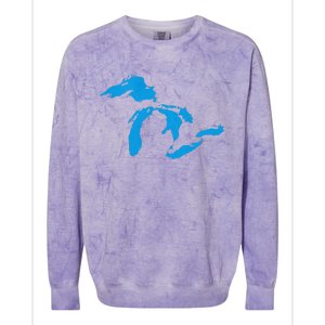 Five Great Lakes American Midwest Native Fresh Water Colorblast Crewneck Sweatshirt