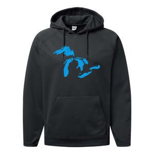 Five Great Lakes American Midwest Native Fresh Water Performance Fleece Hoodie