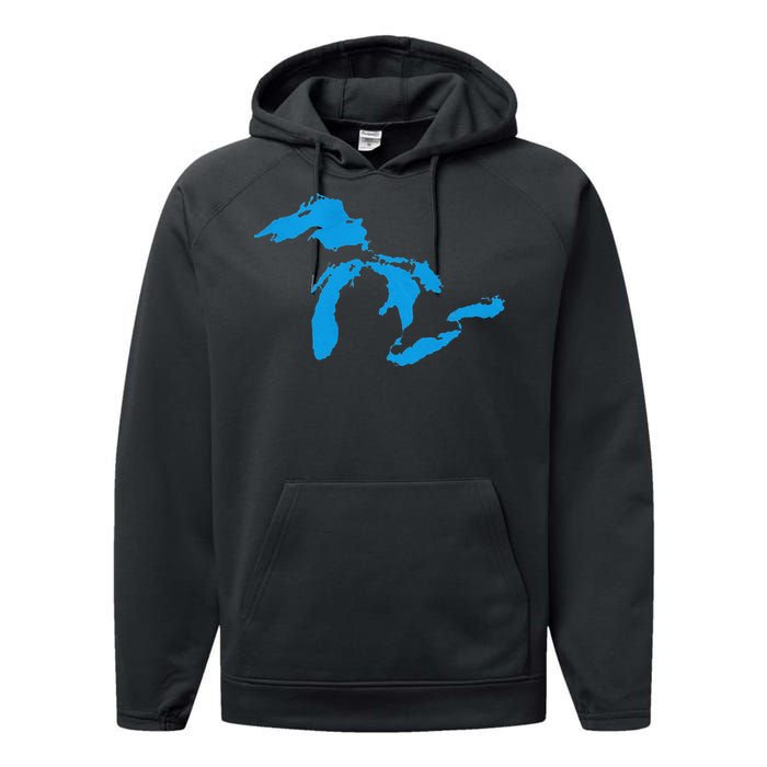 Five Great Lakes American Midwest Native Fresh Water Performance Fleece Hoodie