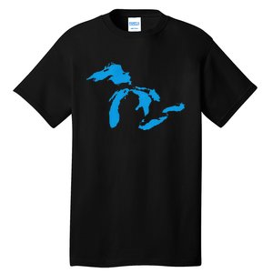 Five Great Lakes American Midwest Native Fresh Water Tall T-Shirt