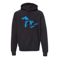 Five Great Lakes American Midwest Native Fresh Water Premium Hoodie