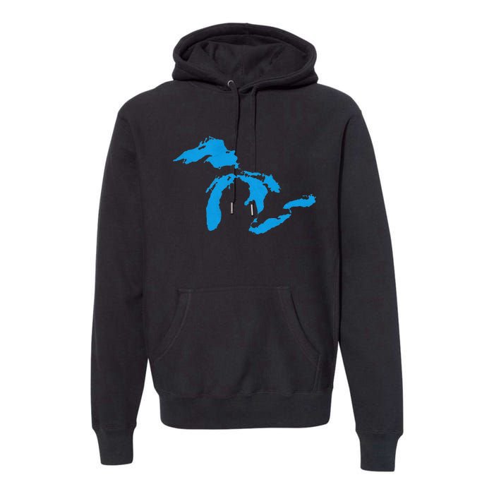 Five Great Lakes American Midwest Native Fresh Water Premium Hoodie