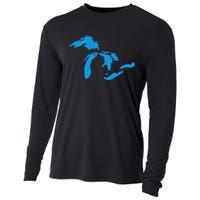 Five Great Lakes American Midwest Native Fresh Water Cooling Performance Long Sleeve Crew