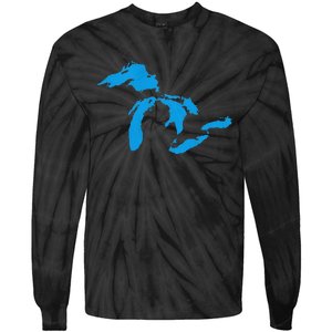 Five Great Lakes American Midwest Native Fresh Water Tie-Dye Long Sleeve Shirt