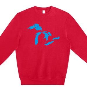 Five Great Lakes American Midwest Native Fresh Water Premium Crewneck Sweatshirt