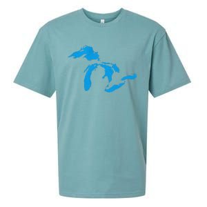 Five Great Lakes American Midwest Native Fresh Water Sueded Cloud Jersey T-Shirt