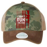 Funny Gun Lovers I Don't Run I Reload Gun Owners US Flag Legacy Tie Dye Trucker Hat