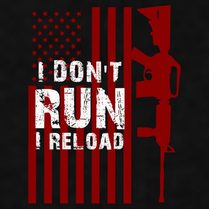 Funny Gun Lovers I Don't Run I Reload Gun Owners US Flag Ladies PosiCharge Tri-Blend Wicking Tank