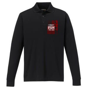 Funny Gun Lovers I Don't Run I Reload Gun Owners US Flag Performance Long Sleeve Polo