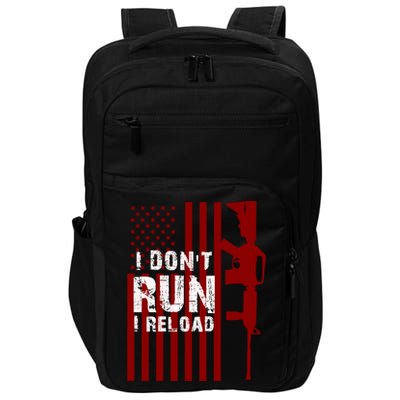 Funny Gun Lovers I Don't Run I Reload Gun Owners US Flag Impact Tech Backpack