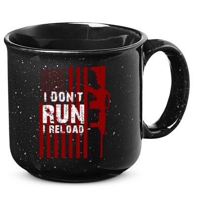 Funny Gun Lovers I Don't Run I Reload Gun Owners US Flag 15oz Campfire Ceramic Mug