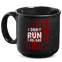 Funny Gun Lovers I Don't Run I Reload Gun Owners US Flag 15oz Campfire Ceramic Mug