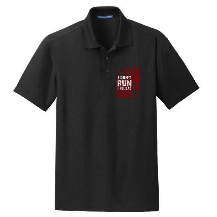 Funny Gun Lovers I Don't Run I Reload Gun Owners US Flag Dry Zone Grid Polo