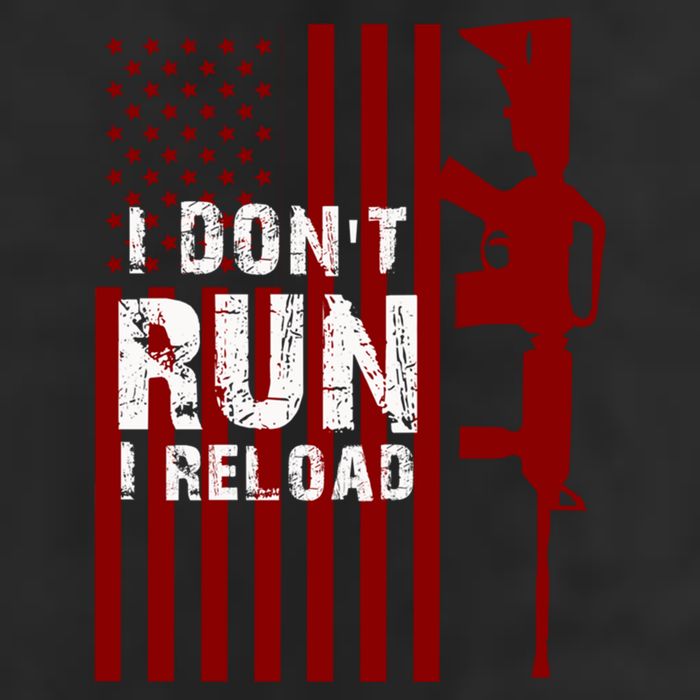 Funny Gun Lovers I Don't Run I Reload Gun Owners US Flag Crop Fleece Hoodie