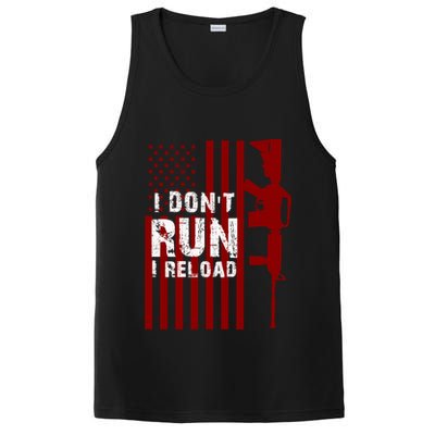 Funny Gun Lovers I Don't Run I Reload Gun Owners US Flag PosiCharge Competitor Tank