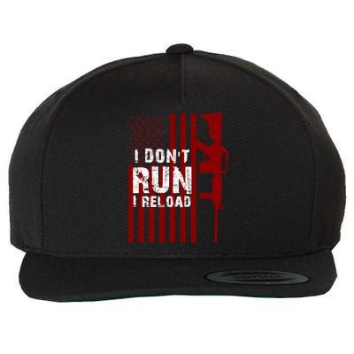 Funny Gun Lovers I Don't Run I Reload Gun Owners US Flag Wool Snapback Cap
