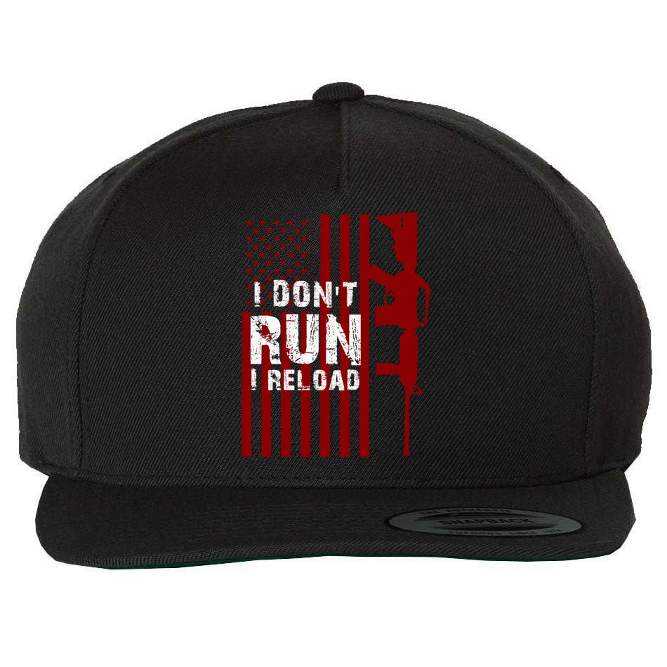 Funny Gun Lovers I Don't Run I Reload Gun Owners US Flag Wool Snapback Cap