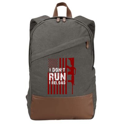 Funny Gun Lovers I Don't Run I Reload Gun Owners US Flag Cotton Canvas Backpack