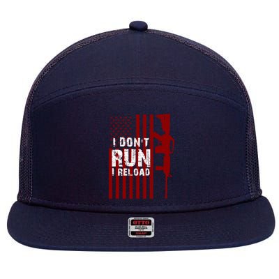 Funny Gun Lovers I Don't Run I Reload Gun Owners US Flag 7 Panel Mesh Trucker Snapback Hat