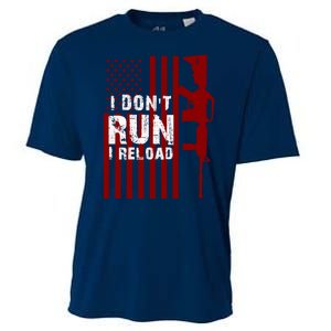 Funny Gun Lovers I Don't Run I Reload Gun Owners US Flag Cooling Performance Crew T-Shirt