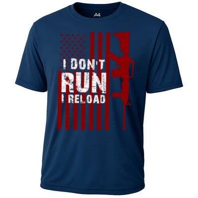 Funny Gun Lovers I Don't Run I Reload Gun Owners US Flag Performance Shirt