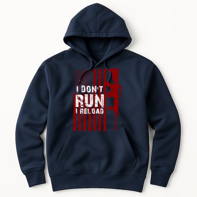 Funny Gun Lovers I Don't Run I Reload Gun Owners US Flag Hoodie