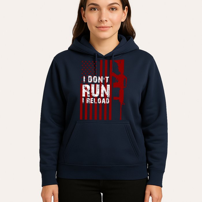Funny Gun Lovers I Don't Run I Reload Gun Owners US Flag Hoodie