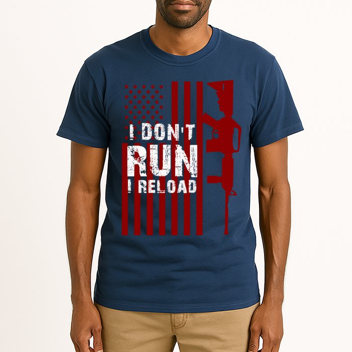 Funny Gun Lovers I Don't Run I Reload Gun Owners US Flag Tall T-Shirt