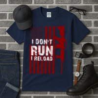 Funny Gun Lovers I Don't Run I Reload Gun Owners US Flag Tall T-Shirt