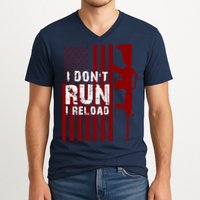 Funny Gun Lovers I Don't Run I Reload Gun Owners US Flag V-Neck T-Shirt