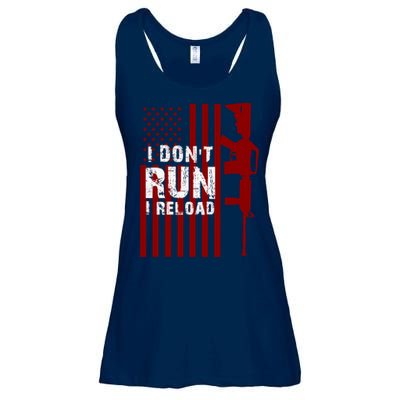 Funny Gun Lovers I Don't Run I Reload Gun Owners US Flag Ladies Essential Flowy Tank