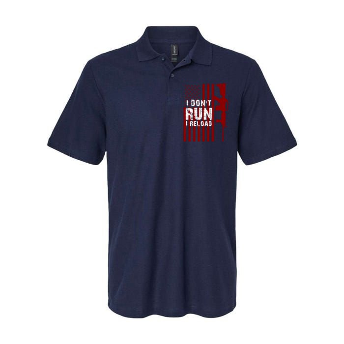 Funny Gun Lovers I Don't Run I Reload Gun Owners US Flag Softstyle Adult Sport Polo