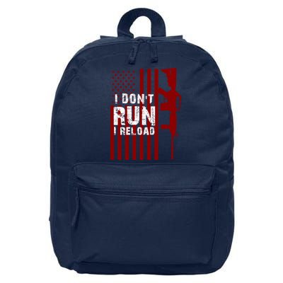 Funny Gun Lovers I Don't Run I Reload Gun Owners US Flag 16 in Basic Backpack