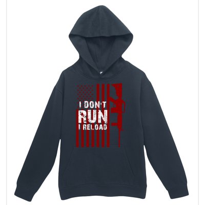 Funny Gun Lovers I Don't Run I Reload Gun Owners US Flag Urban Pullover Hoodie