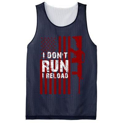 Funny Gun Lovers I Don't Run I Reload Gun Owners US Flag Mesh Reversible Basketball Jersey Tank