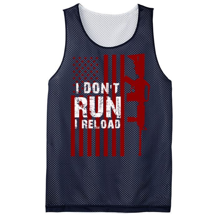 Funny Gun Lovers I Don't Run I Reload Gun Owners US Flag Mesh Reversible Basketball Jersey Tank