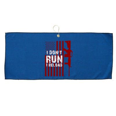 Funny Gun Lovers I Don't Run I Reload Gun Owners US Flag Large Microfiber Waffle Golf Towel