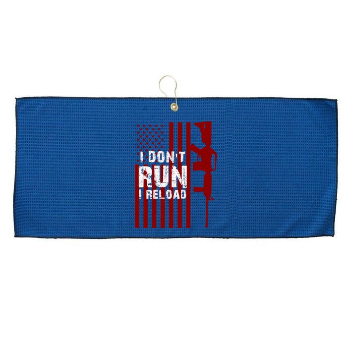 Funny Gun Lovers I Don't Run I Reload Gun Owners US Flag Large Microfiber Waffle Golf Towel