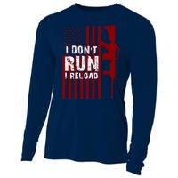 Funny Gun Lovers I Don't Run I Reload Gun Owners US Flag Cooling Performance Long Sleeve Crew