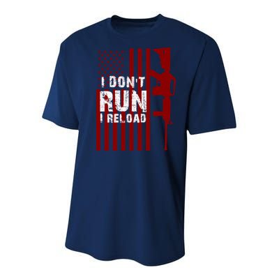 Funny Gun Lovers I Don't Run I Reload Gun Owners US Flag Youth Performance Sprint T-Shirt