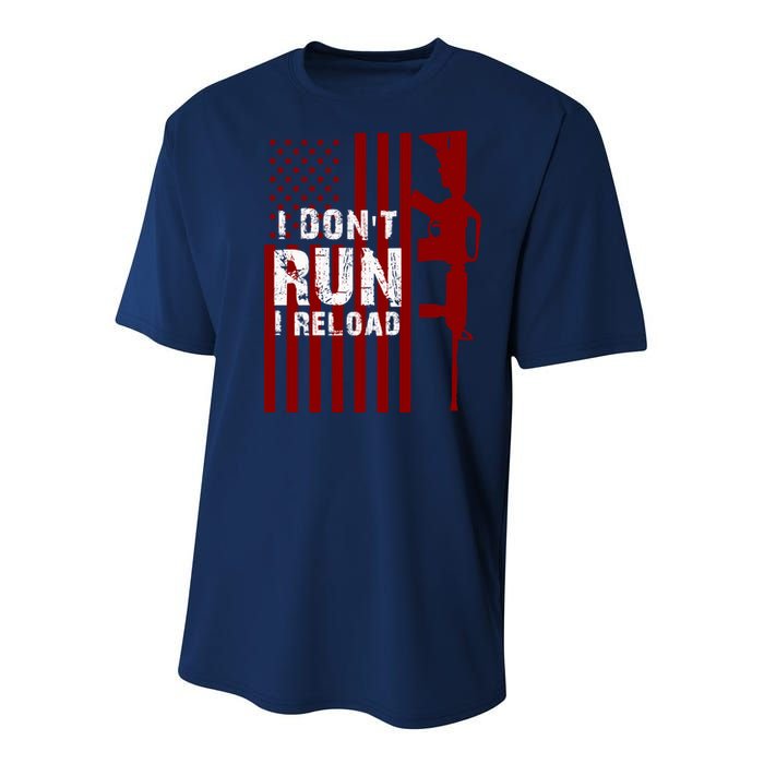 Funny Gun Lovers I Don't Run I Reload Gun Owners US Flag Youth Performance Sprint T-Shirt