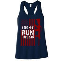 Funny Gun Lovers I Don't Run I Reload Gun Owners US Flag Womens Tank Top