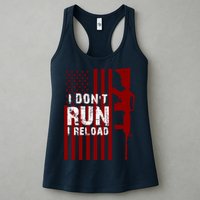 Funny Gun Lovers I Don't Run I Reload Gun Owners US Flag Womens Tank Top