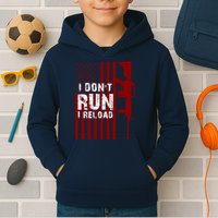 Funny Gun Lovers I Don't Run I Reload Gun Owners US Flag Kids Hoodie